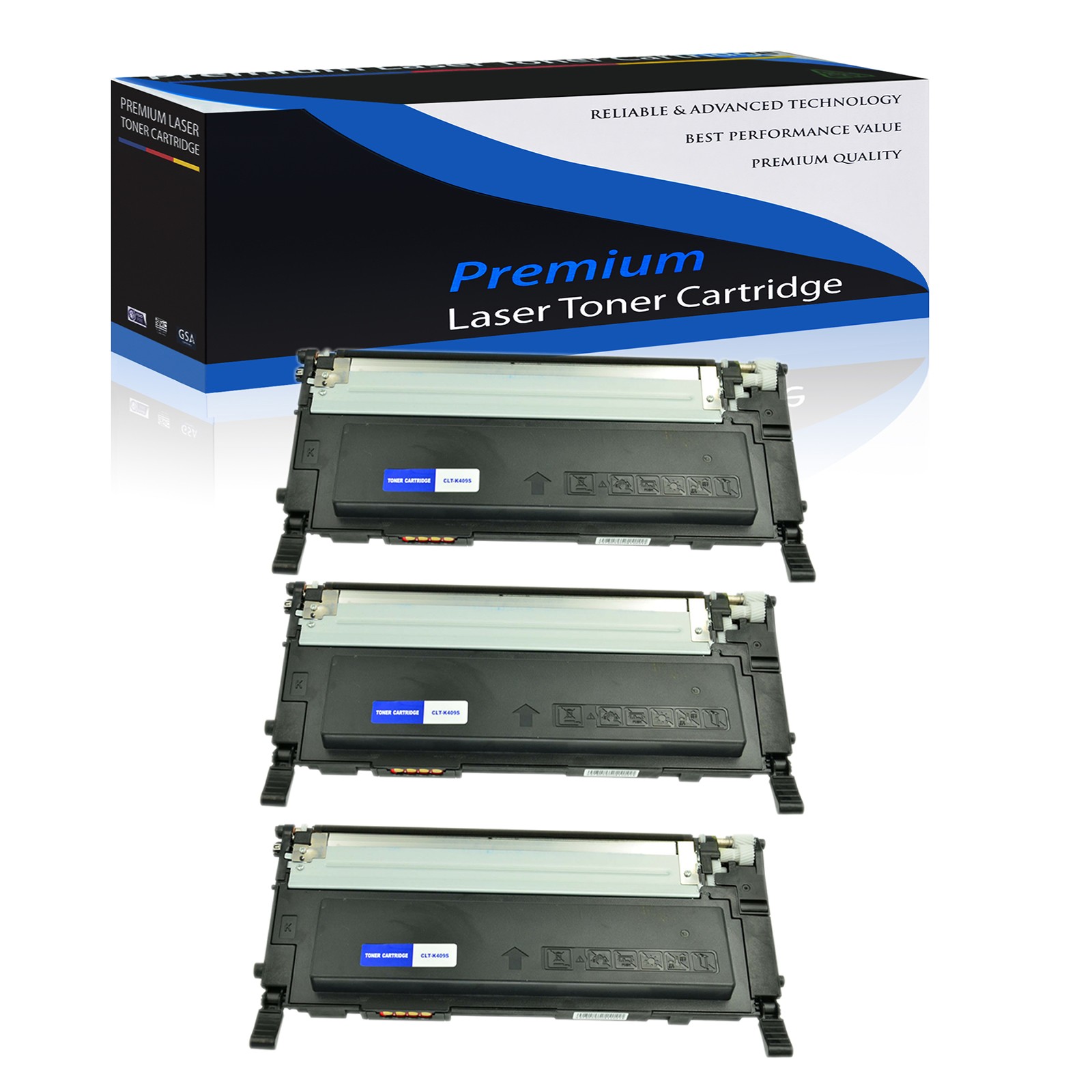3PK CLT-K409S Black Toner for Samsung CLP-310/310n/310k/310nk/315/315w CLTK409S