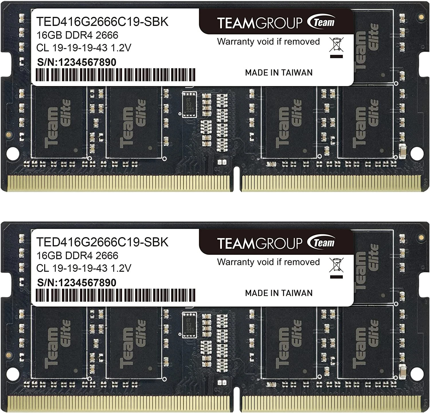 TEAMGROUP Elite DDR4 32GB Kit (2 x 16GB) 2666MHz PC4-21300 CL19 Unbuffered