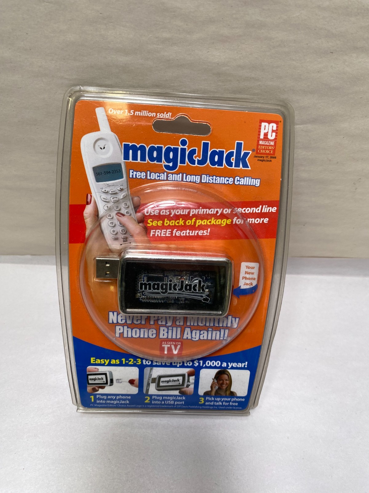 MagicJack A921 USB PC to Phone Jack Free Local Long Distance Magic Jack
