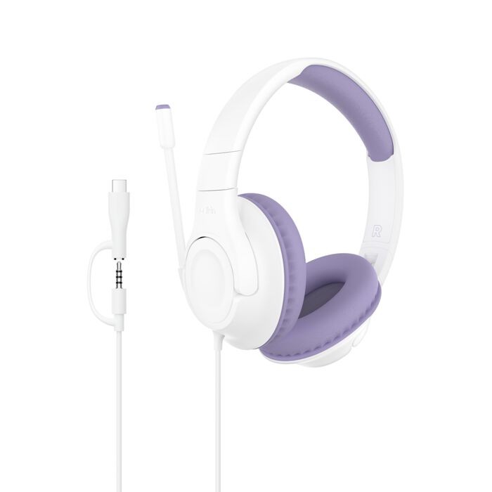 Belkin SoundForm Inspire Kids Headset Wired  Volume Limited USB-C 3.5mm Lavender