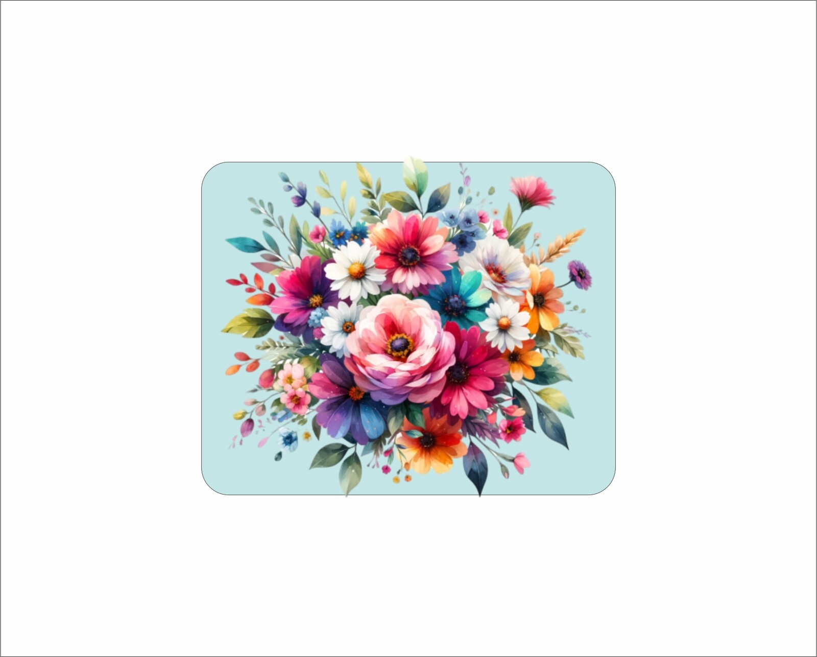 Floral Flower Mouse Pad Bouquet Bunches Watercolor Colorful Computer Accessary