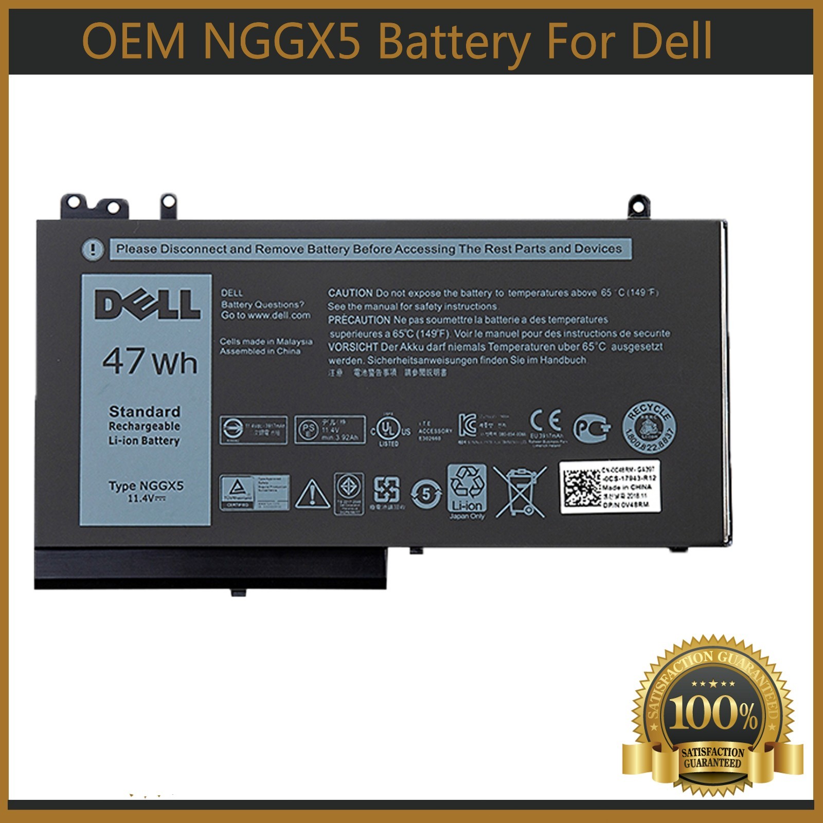 OEM NGGX5 Battery For Dell Latitude E5270 E5470 E5570 Precision M3510 Series NEW