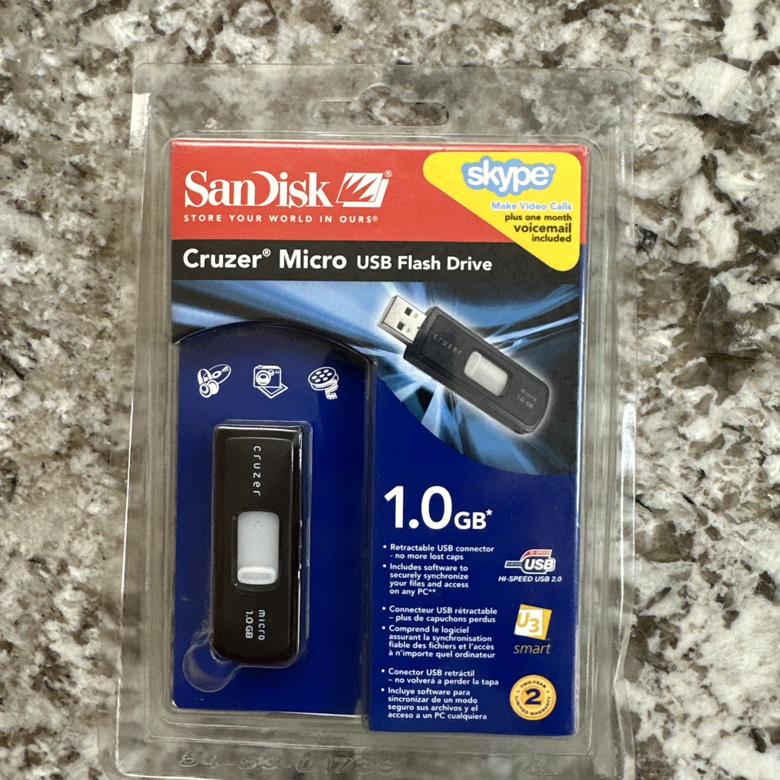 New SanDisk Cruzer Micro 1GB USB Flash Drive Retractable Thumb Stick SEALED