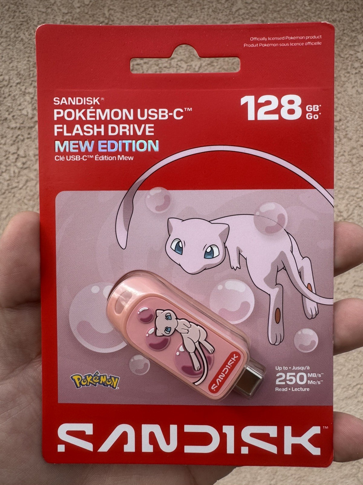 SanDisk Pokémon Mew USB-C Flash Drive 128GB Pink 250MB/s Official