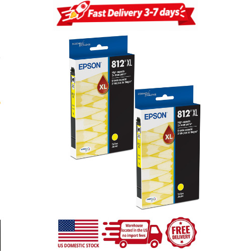 2 pack epson 812xl, yellow high capacity ink cartridges