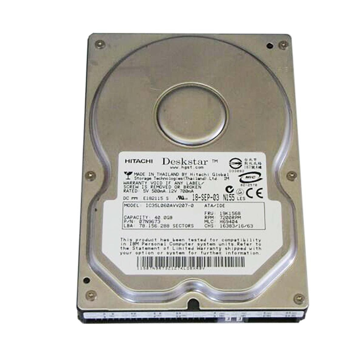 Hard Disk HDD IDE PATA 3.5" 40GB IBM IC35L060AVV207-0 Desktop PC