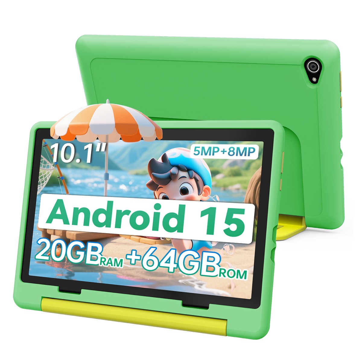 Kids Tablet 10.1 inch Android 15 Tablet for Kids 20GB+64GB ROM Bluetooth Camera
