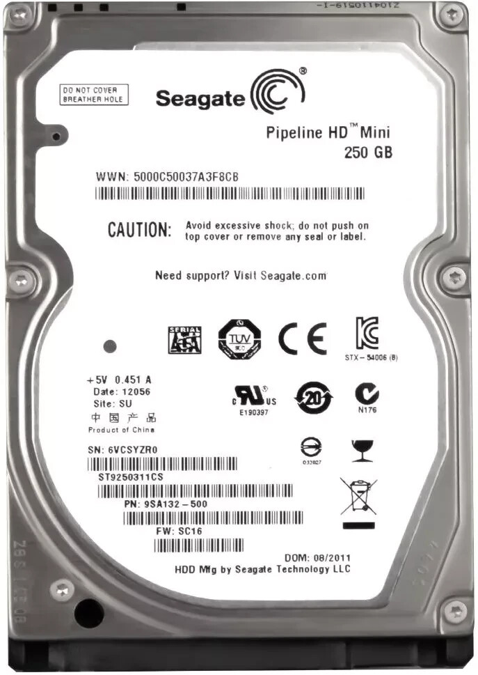 **ZERO HOURS**-ST9250311CS Seagate Mini 250GB 5400 RPM 6.35 cm 2.5" Laptop