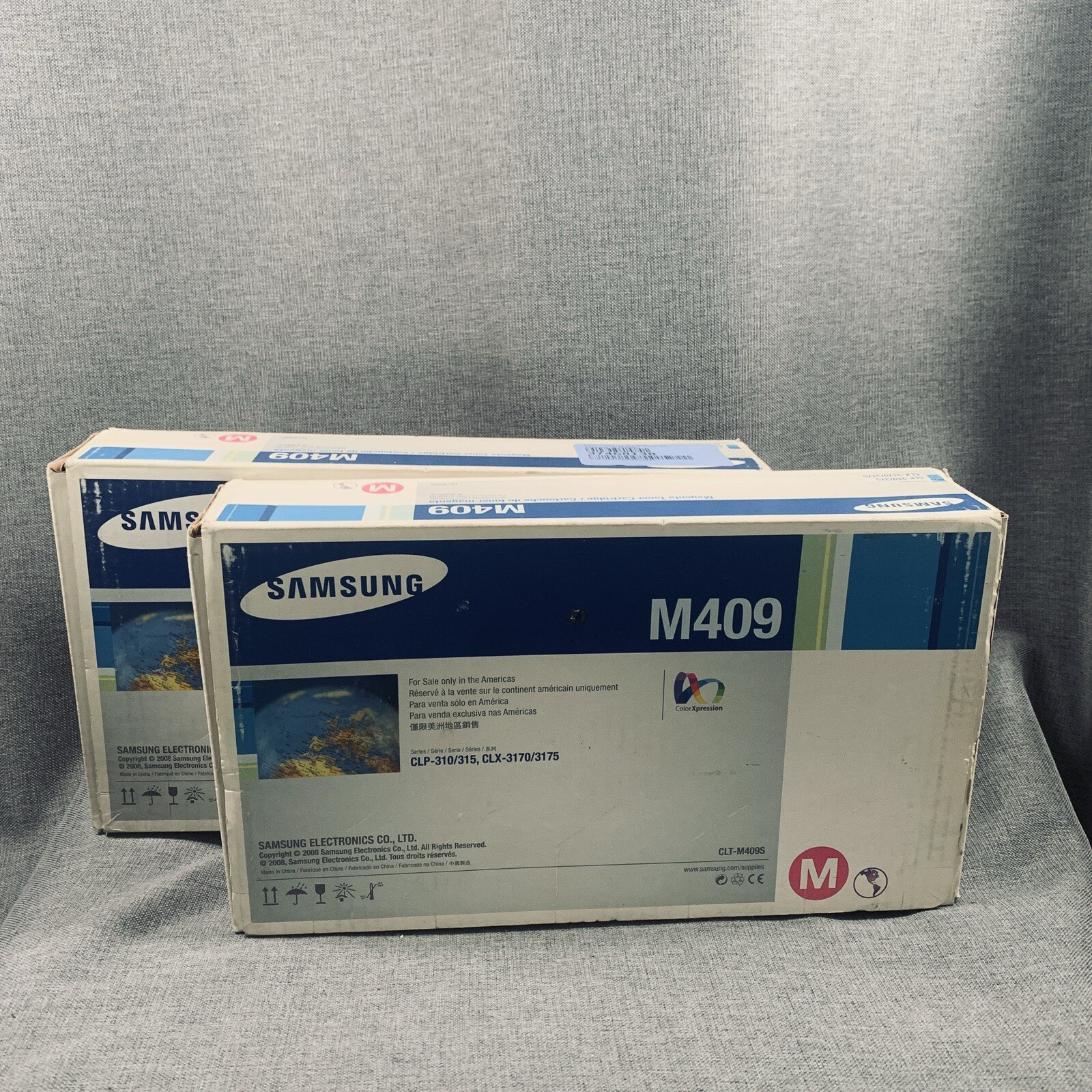 Samsung M409 Magenta Toner Cartridge CLT-M409S Genuine New Sealed Box Lot of 2