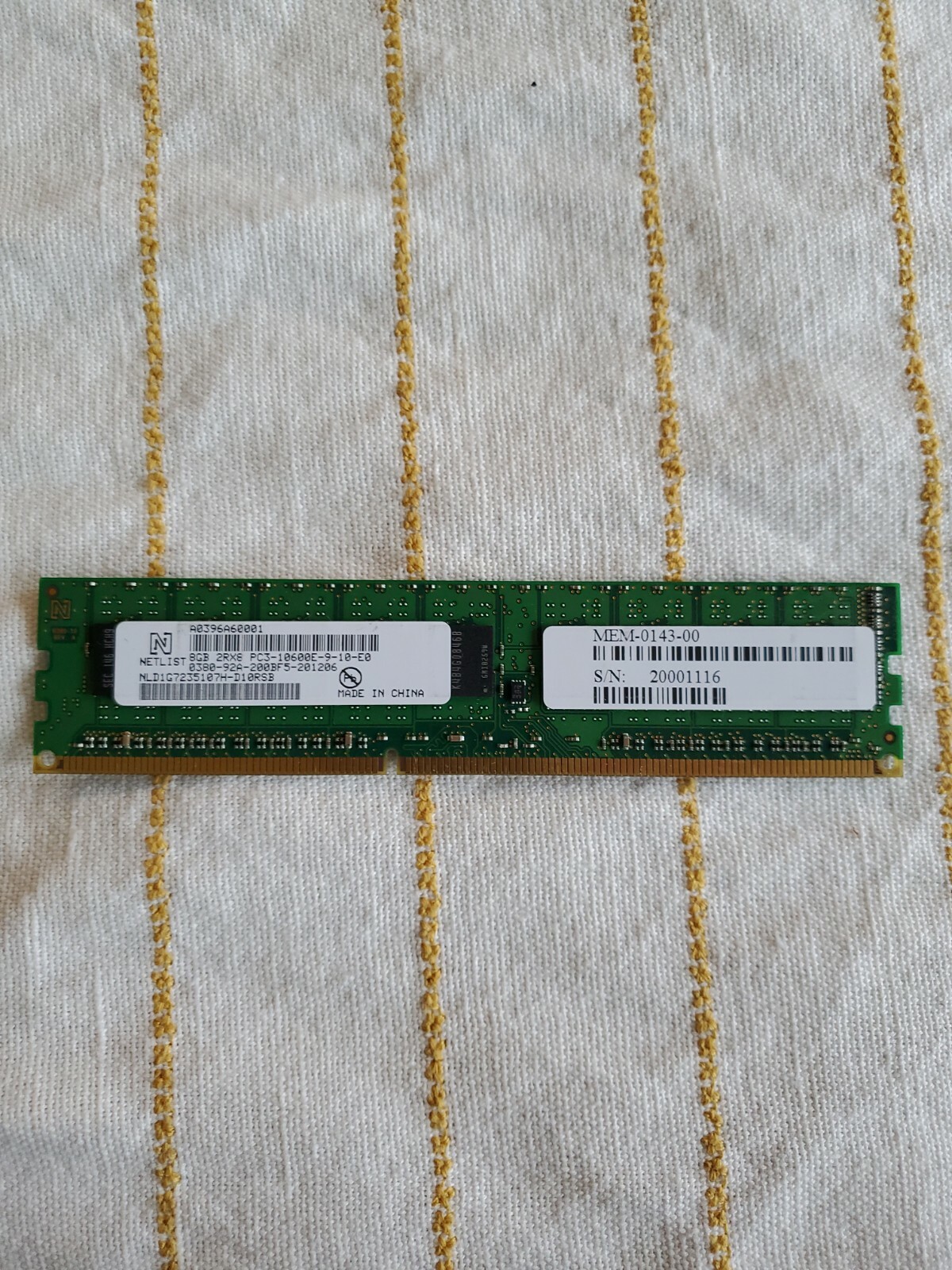 NETLIST 16GB (8GB x 2) 2Rx4 PC3-10600R ECC REG LP MEMORY