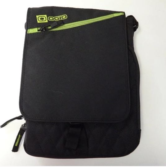 New OGIO TECHNOLOGIO Shoulder Bag 9"x11" Black and Green Ogio Bag