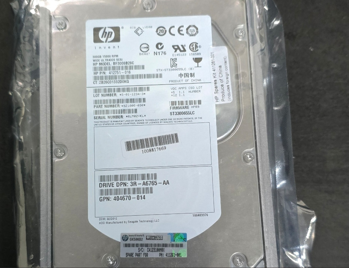 HP 412751-016 300GB 15K U320 SCSI ST3300655LC NOS Sealed