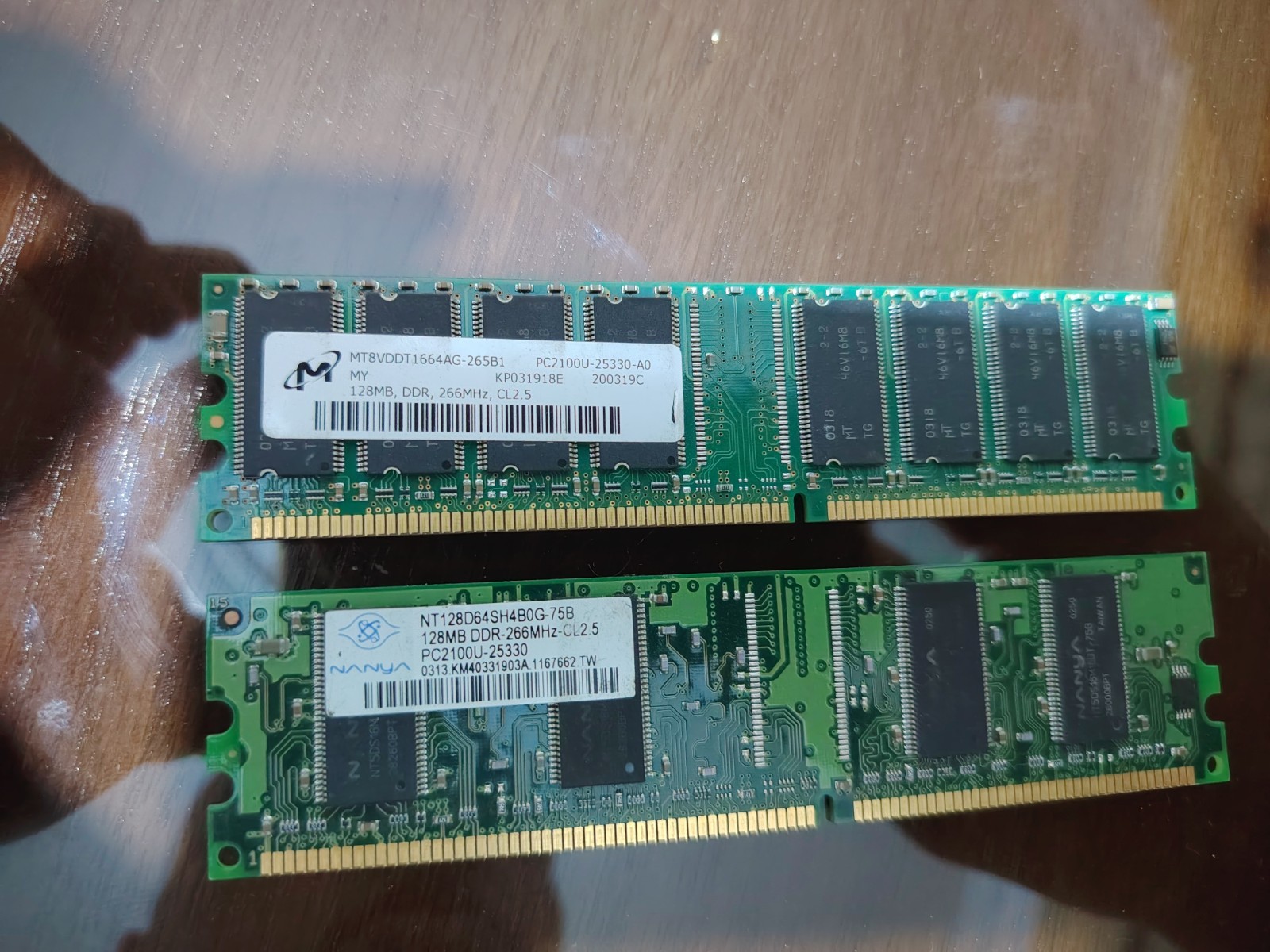 Lot of 3 Vintage DDR1 RAM Sticks - 256MB Hynix IBM + 128MB Micron + 128MB Nanya 