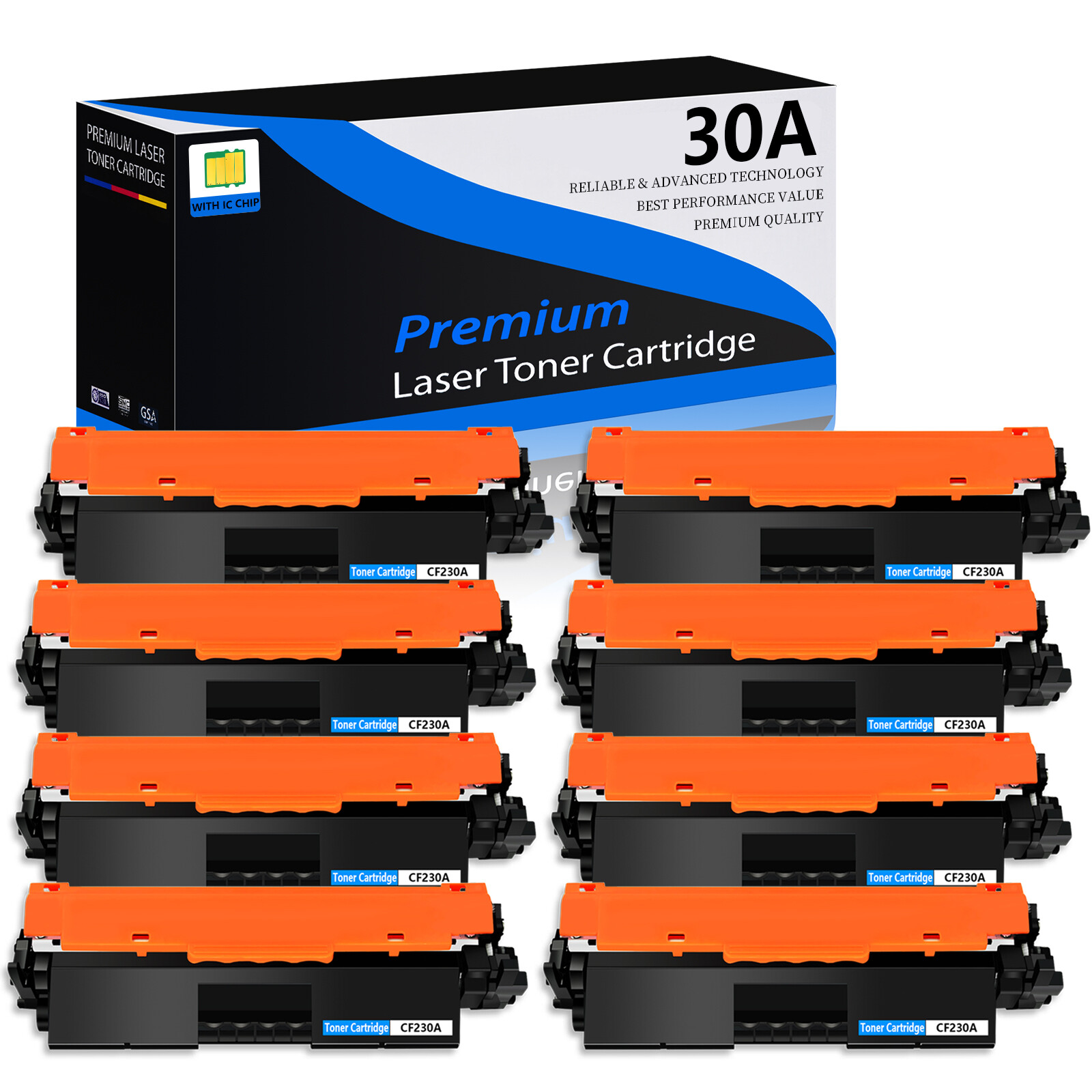 8PK Toner for HP CF230A 30A LaserJet Pro M203dw M203dn M227fdn M227fdw MFP M227
