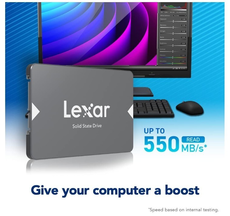 Lexar 1TB NS100 2.5" SATA III Internal SSD Up to 550MB/s Read Gray LNS100-1TRBNA