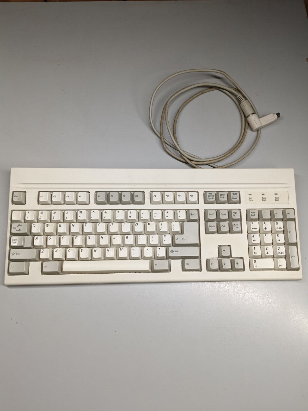 Mitsumi KPQ-E99ZC-12 Vintage Keyboard W/ Right Angle Ps2 Adapter Tested Working