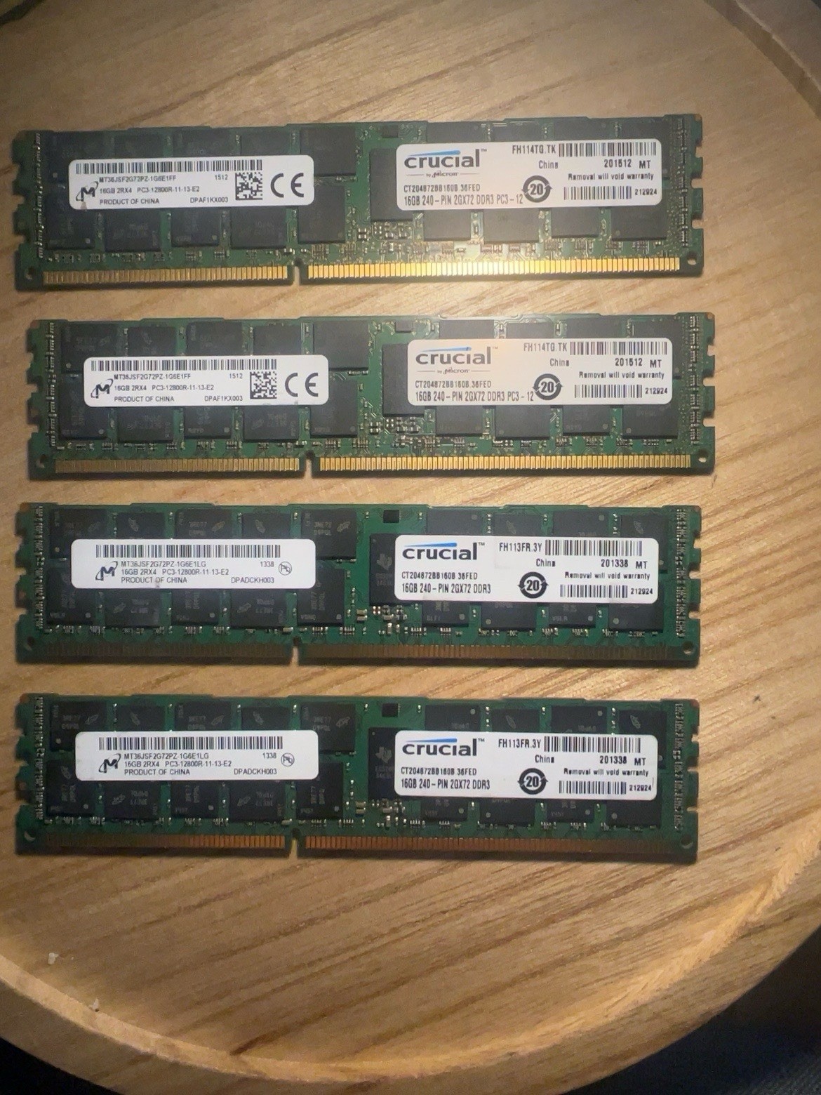 Crucial 64GB Kit (4x16GB) DDR3-1600 PC3-12800 Desktop RAM 240-Pin Memory