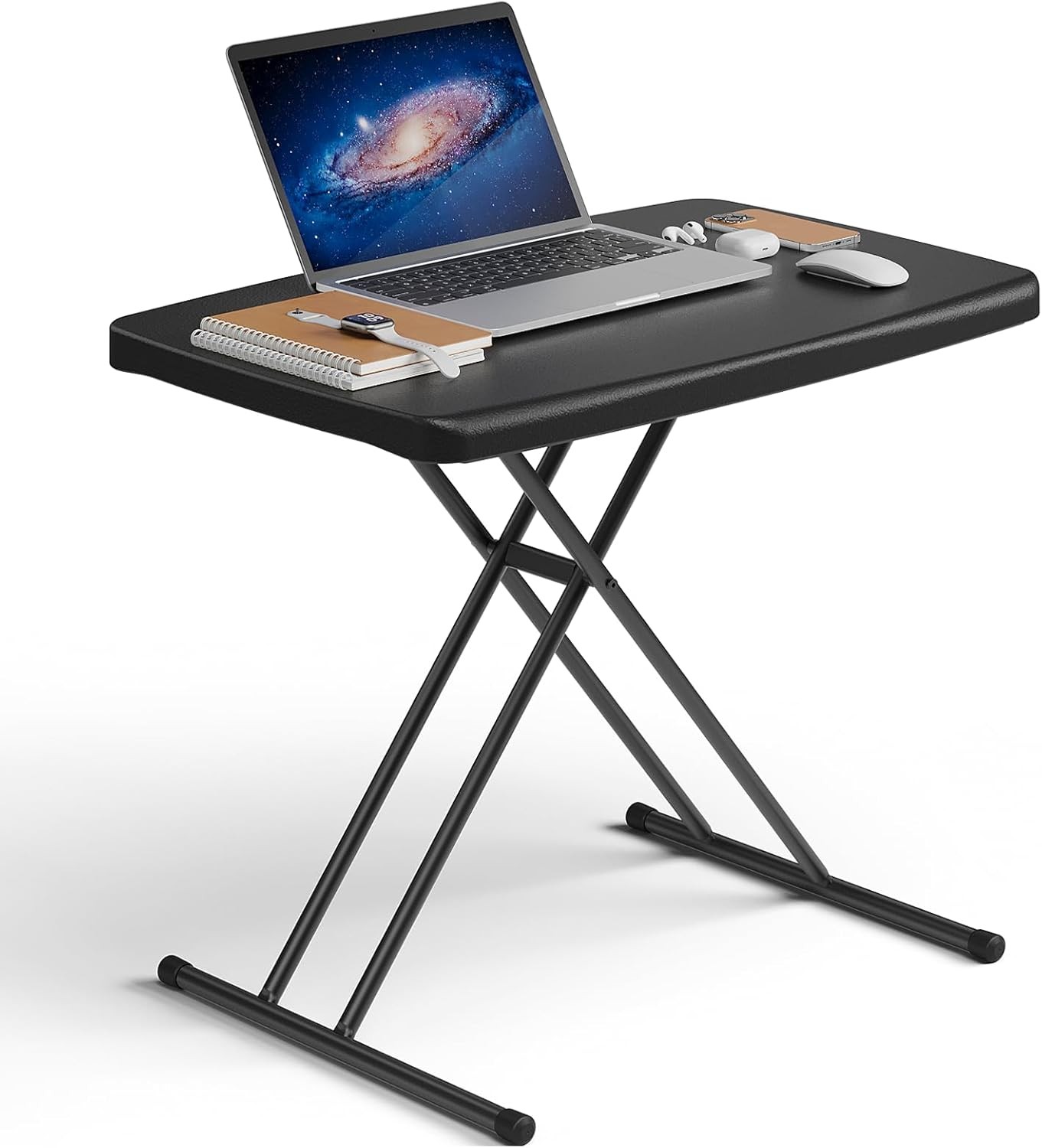 Folding Table 30 Inch - Small Desk Adjustable Height TV Tray for Laptop, Couch, 