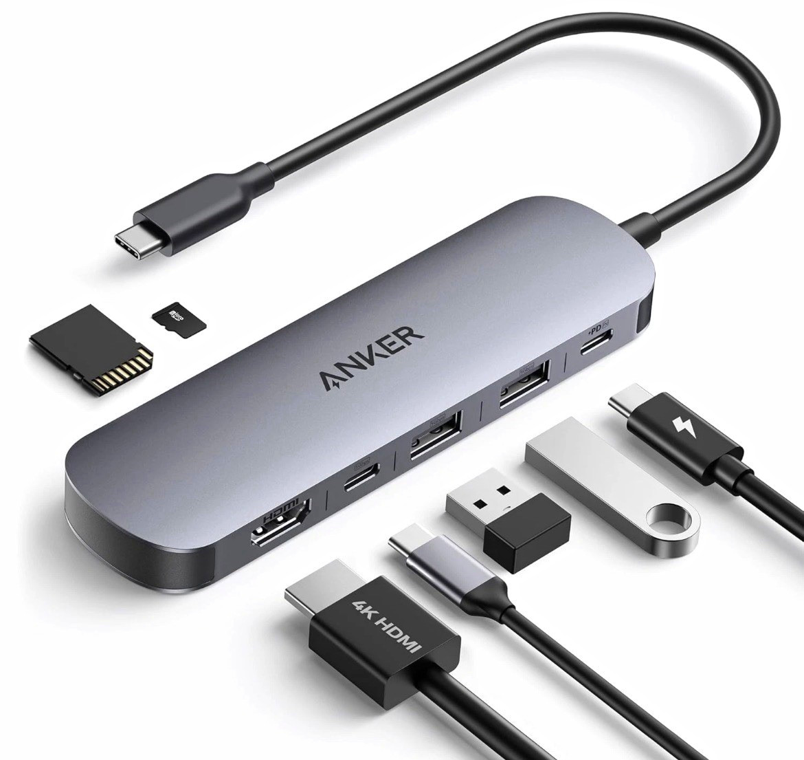 Anker 7-in-1 USB-C Hub 4K@60Hz HDMI, USB-A 3.0, 85W PD, SD/TF