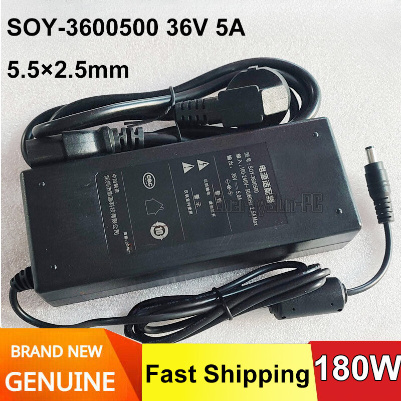 Original SOY SOY-3600500 36V 5A 180W 5.5×2.5mm AC Adapter Power Supply Charger