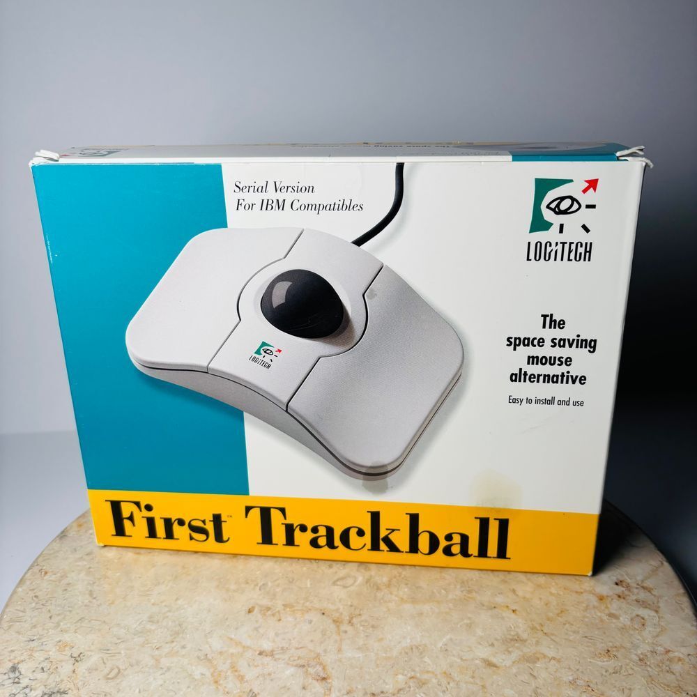 VINTAGE Logitech First Trackball Mouse 1993 Rare PC
