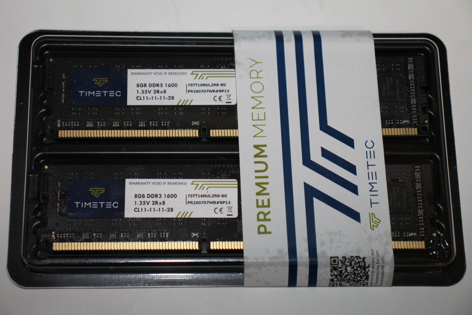 Timetec Premium Memory 16GB (2x8GB) DDR3-1600 X00400FOMXL - NEW