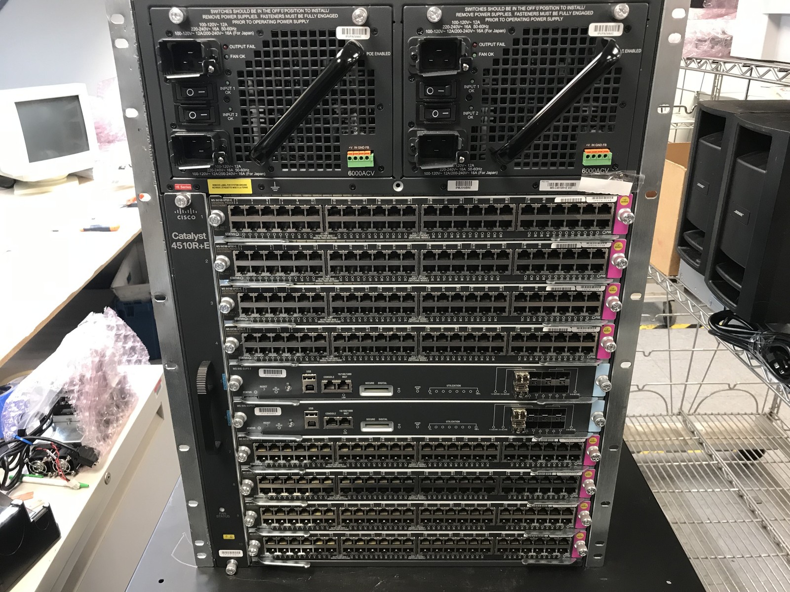 Cisco WS-C4510R+E w/ 2x X45-SUP8-E, 8x X4748-UPOE+E, 2x PS *Lanbase License*