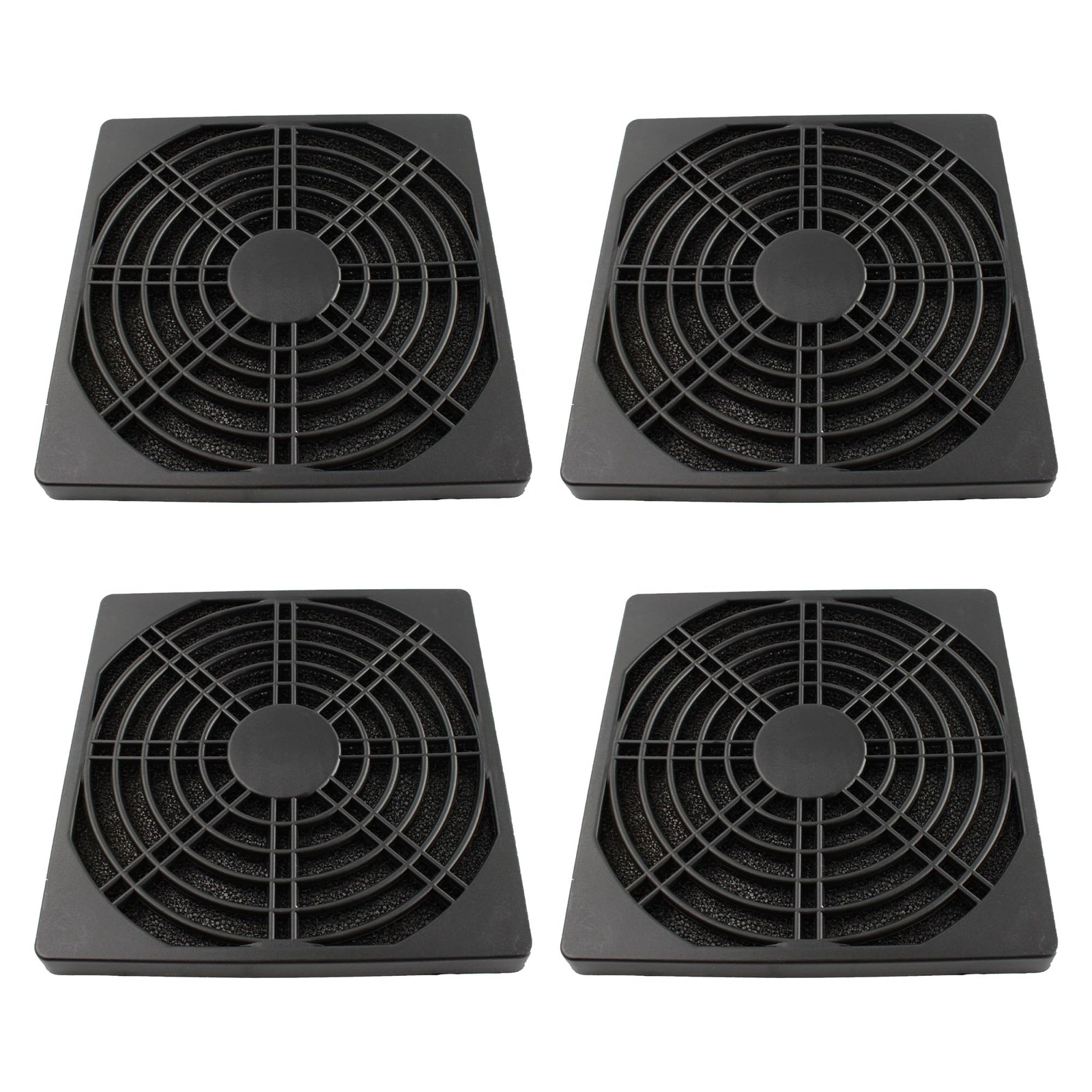 4 Pcs 120mm Black Square Plastic Cooling Fan Filter Cover