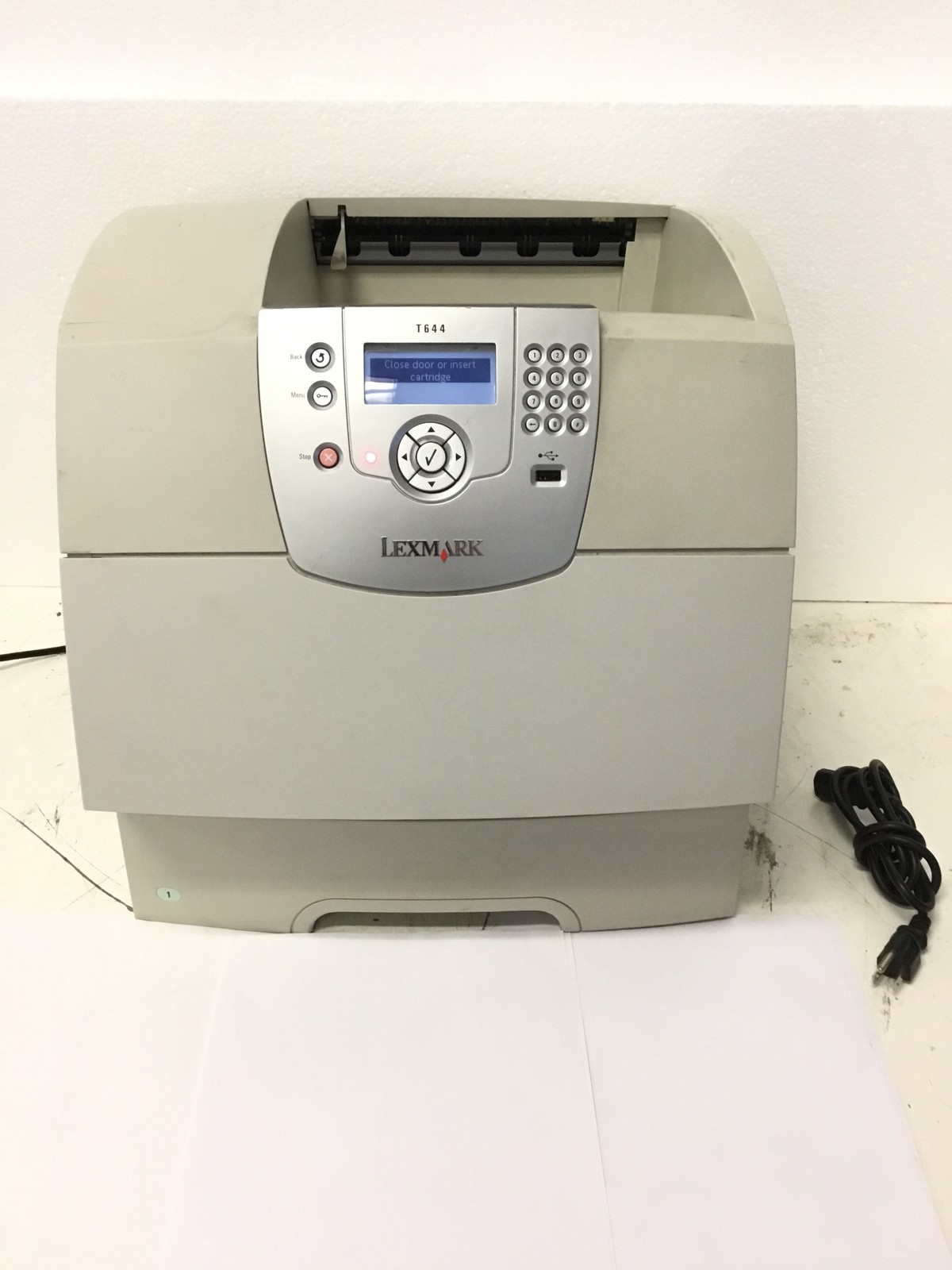 Lexmark T644 Laser Printer Parts Repair Powers On Door Issue No Toner FOR PARTS