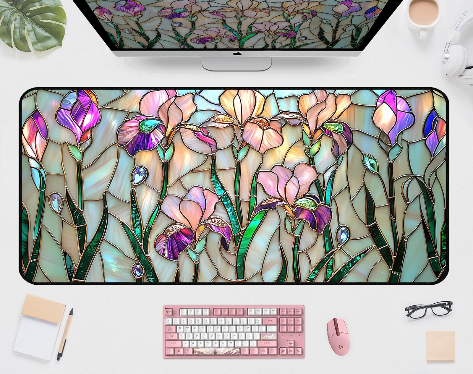 MXHSYYD Colorful Flower XXL Desk Mat Mouse Pad 31.5"X15.7" Plant Game