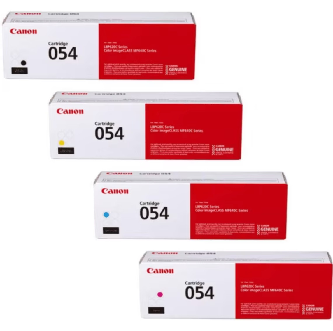 Canon 054 CMYK 4-Pack Set for imageCLASS MF641Cdw MF642Cdw MF644Cdw LBP622Cdw