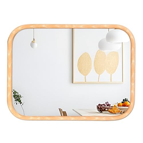 LVMU Rounded Rectangle Elegant Woodgrain Wall Mirror 20X30 Inch 20"L x 30"W Oak