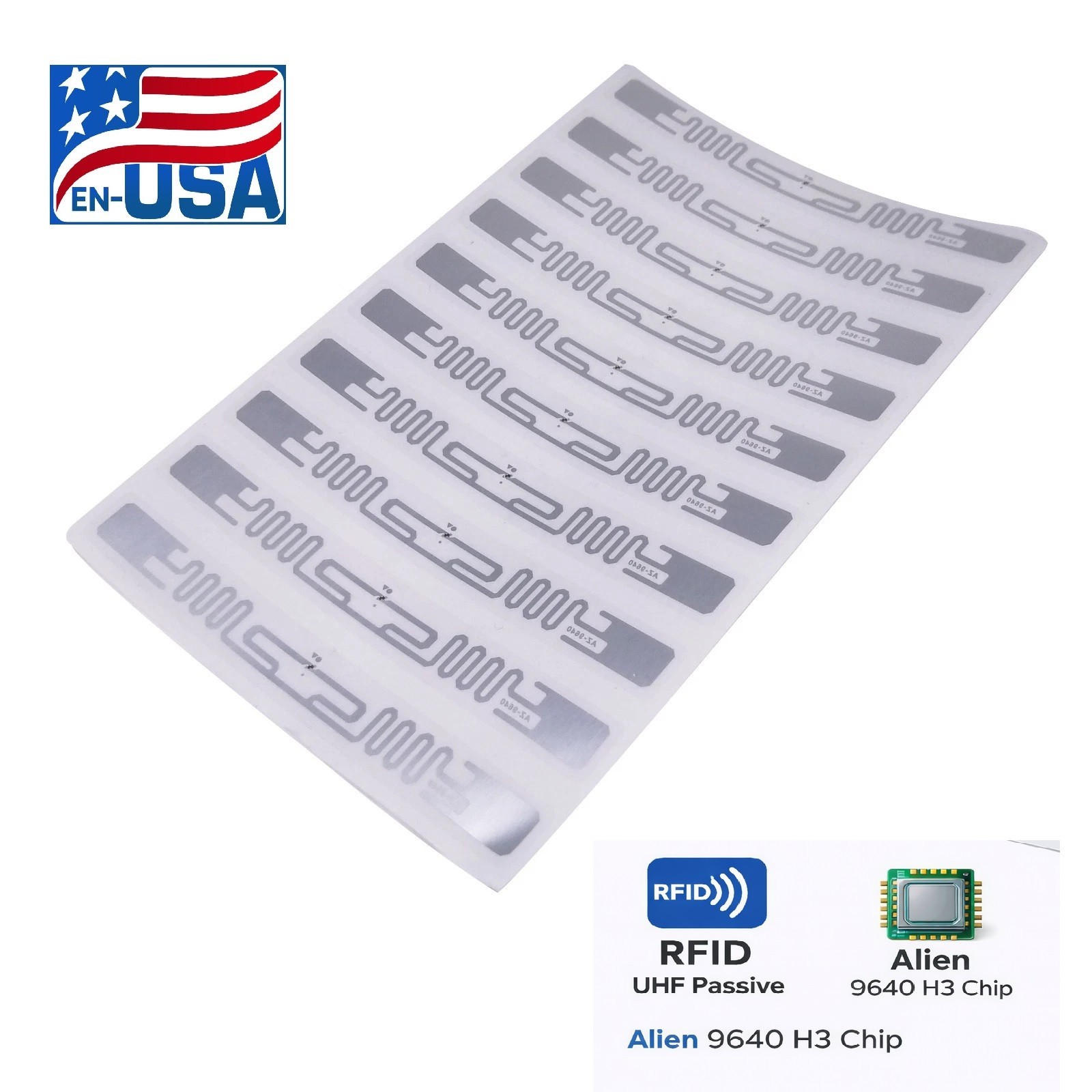 US Stock 50 pcs RFID UHF Passive Smart Label Tag Sticker Antenna Alien 9640 H3