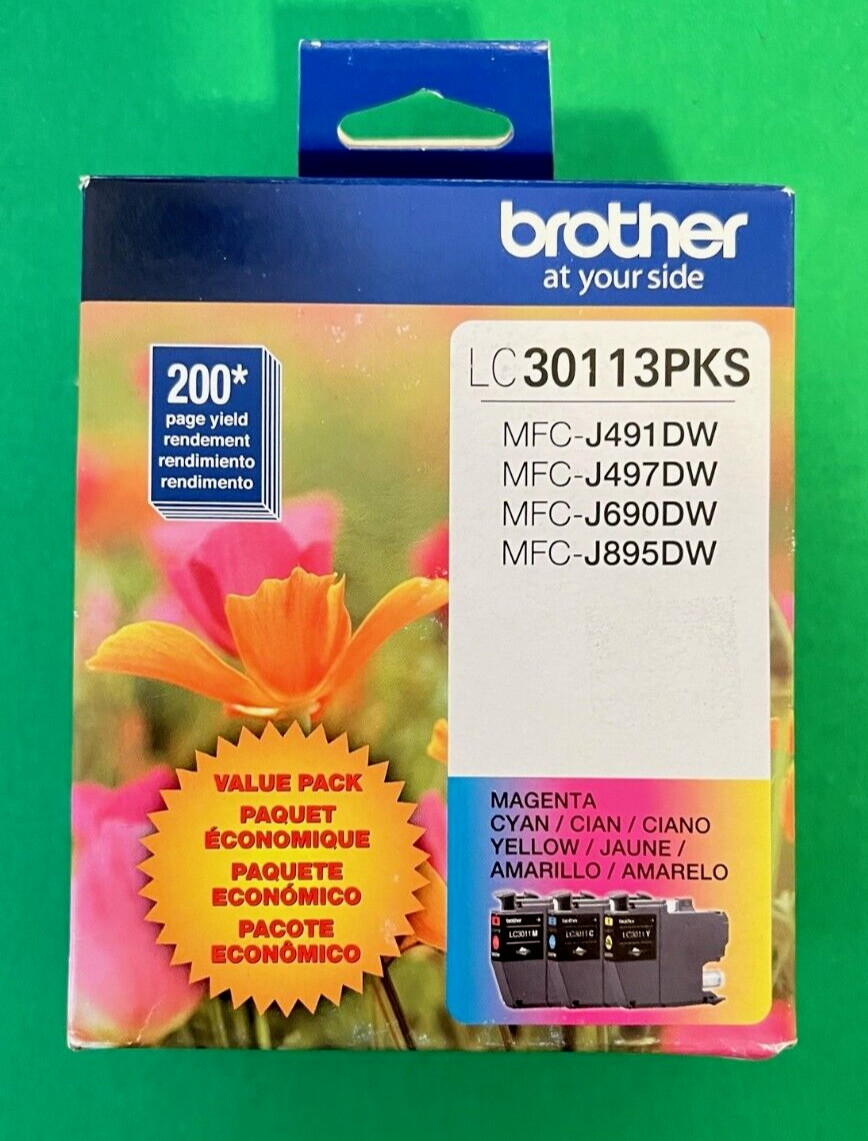 Genuine Brother LC-3011 Color Ink Cartridge-For MFC-J491 J497 J690DW-OEM- 3PK