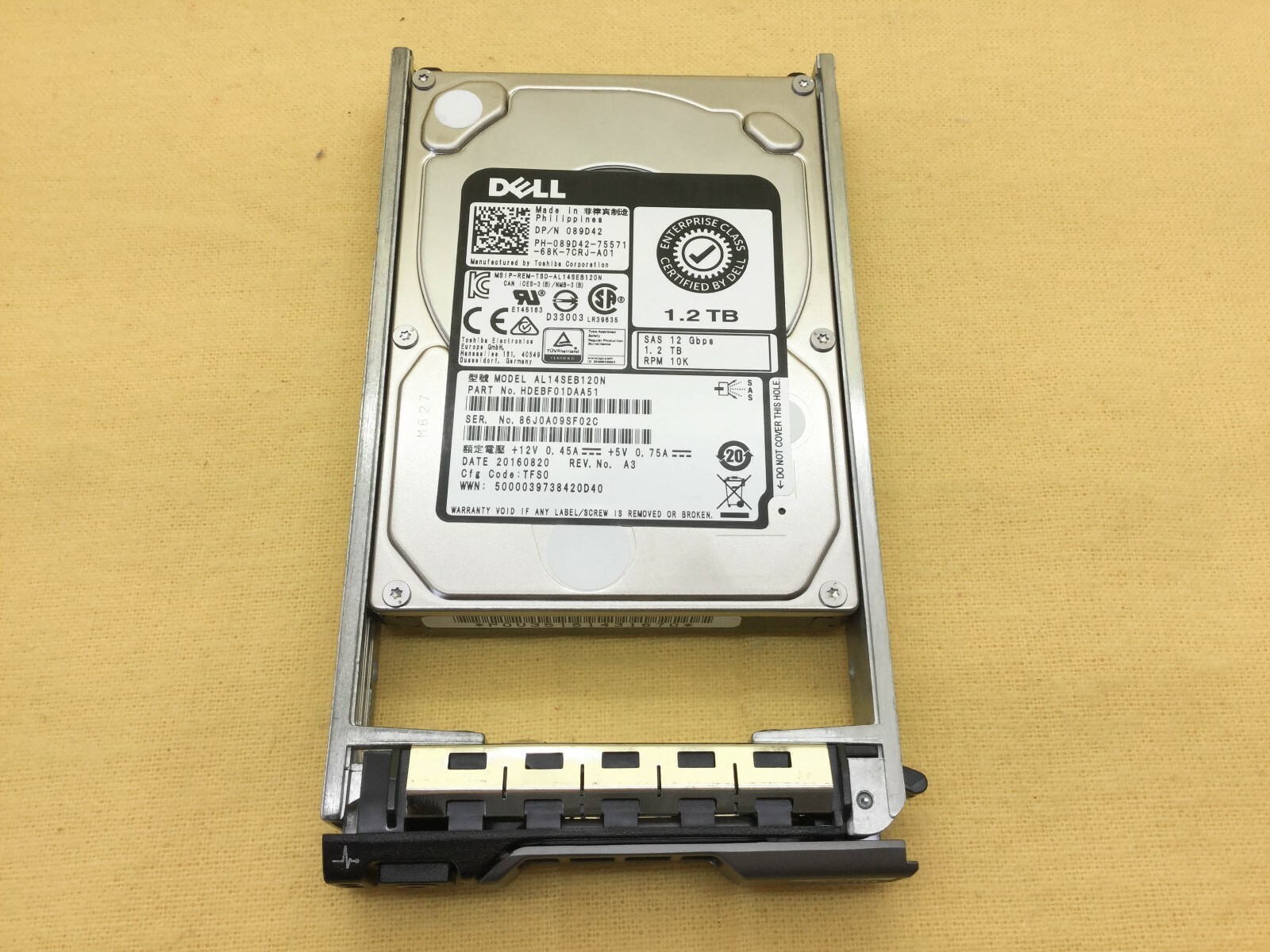 89D42 DELL 089D42 1.2TB 12G 10K SFF SAS HDD HARD DRIVE AL14SEB120N