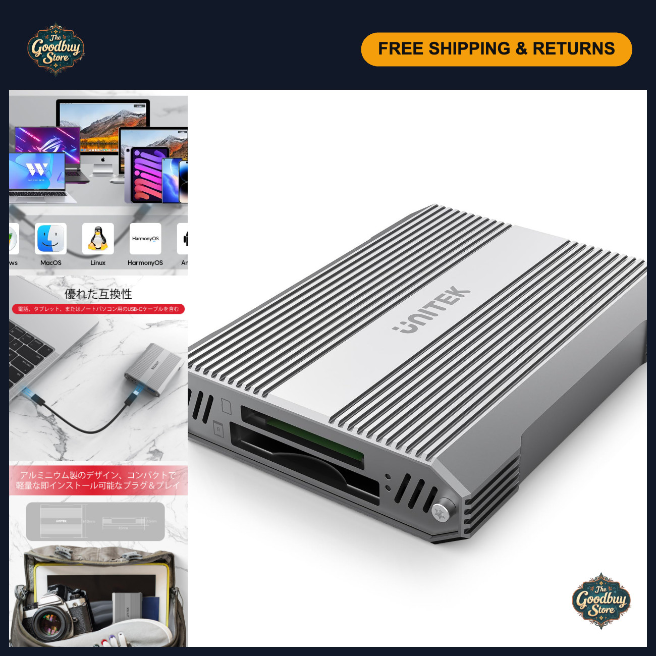 4-in-1 CFexpress Type B Card Reader, SD UHS-II & Micro SD Compatible, Fast Data