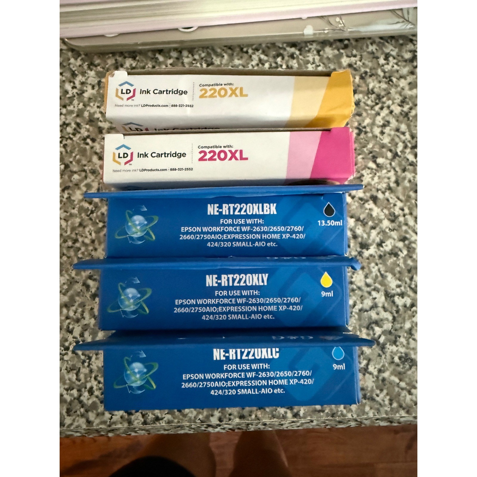 Lot of 5 Epson 220XL Compatible Ink Cartridges large Black Cyan Magenta Yellow