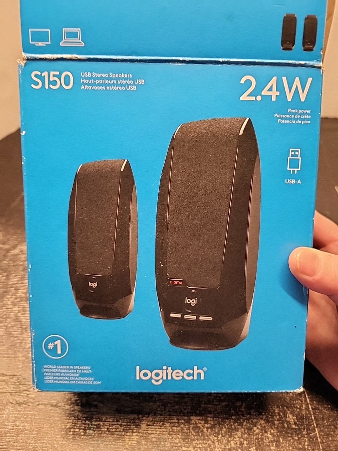 Logitech S-150 USB Stereo Speakers 2.4W Computer Speaker System Black Read Descr