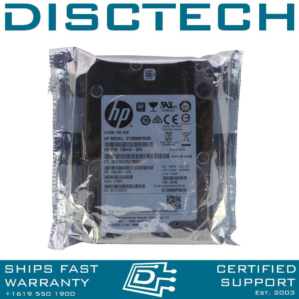 HPE 736434-003 759208-B21 OEM ST300MP0035 300GB 2.5" 15K 512e SAS HDD
