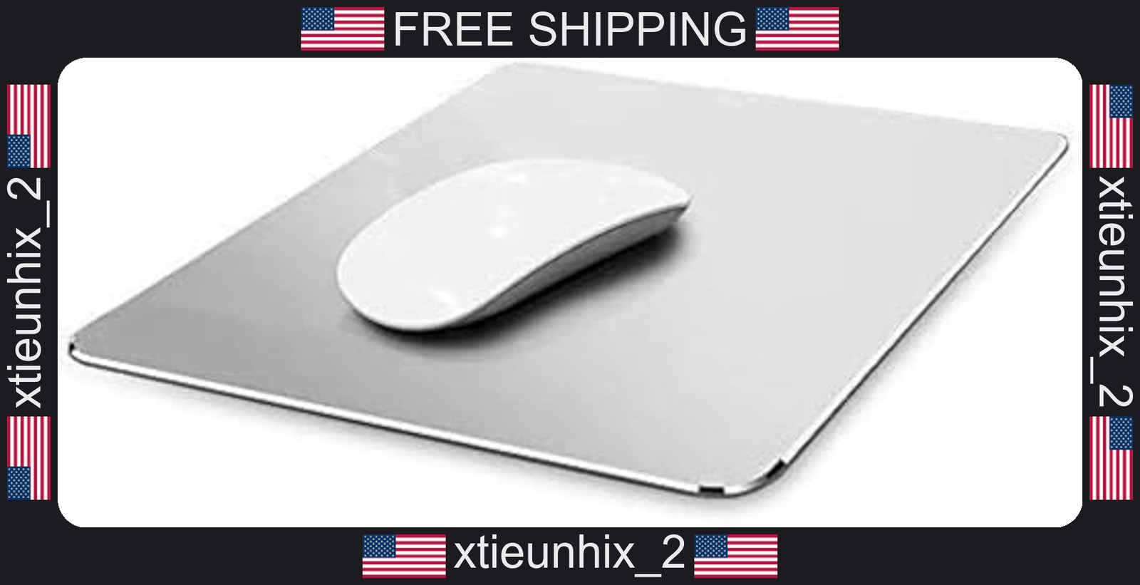 Aluminum Mouse Pad Double-Sided Waterproof Gaming Office Silver 11.81x9.45 Inch