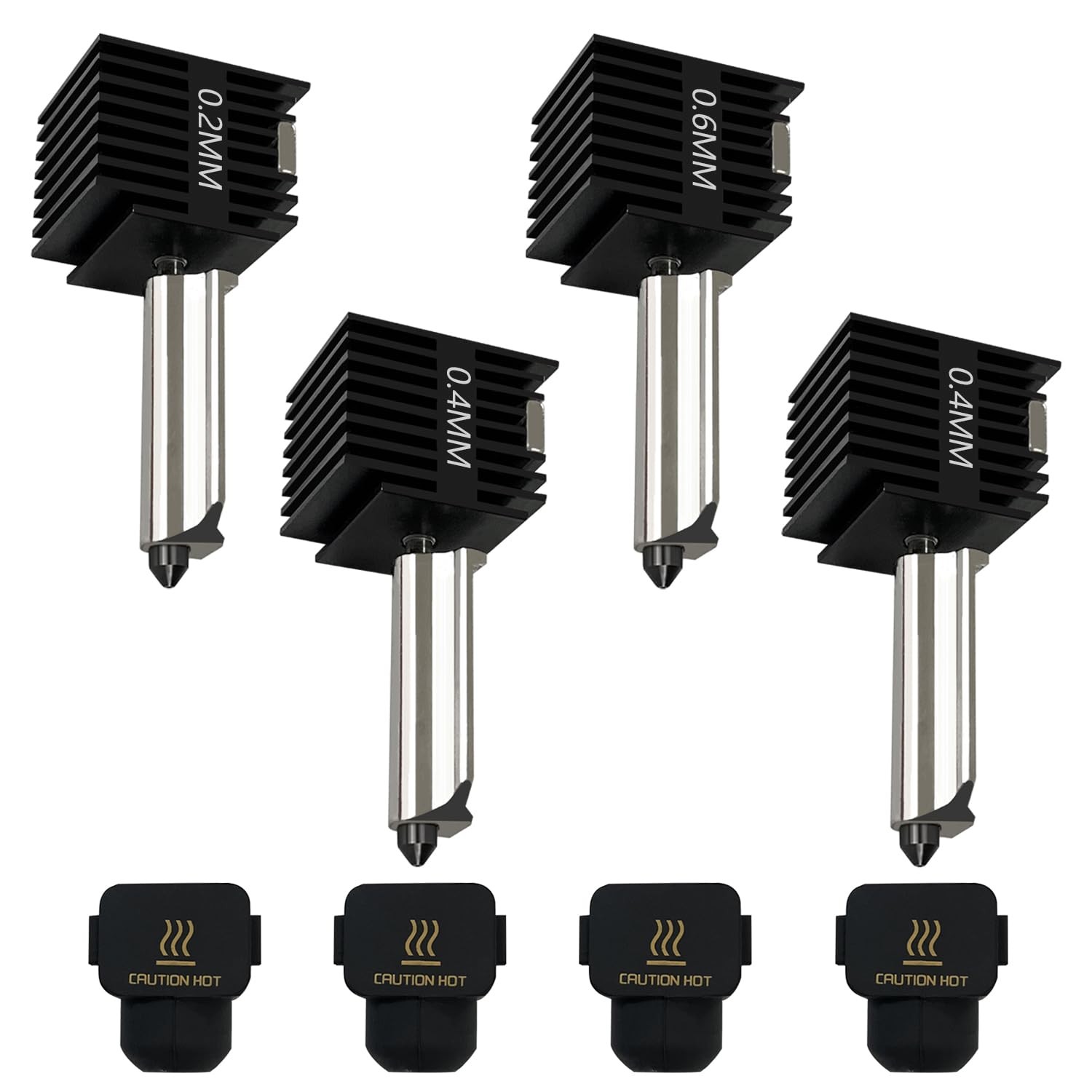 HzdaDeve 4‑Pack 0.2/0.4/0.6mm A1 Mini/A1/A2L Hotend Kit for Bambu Lab