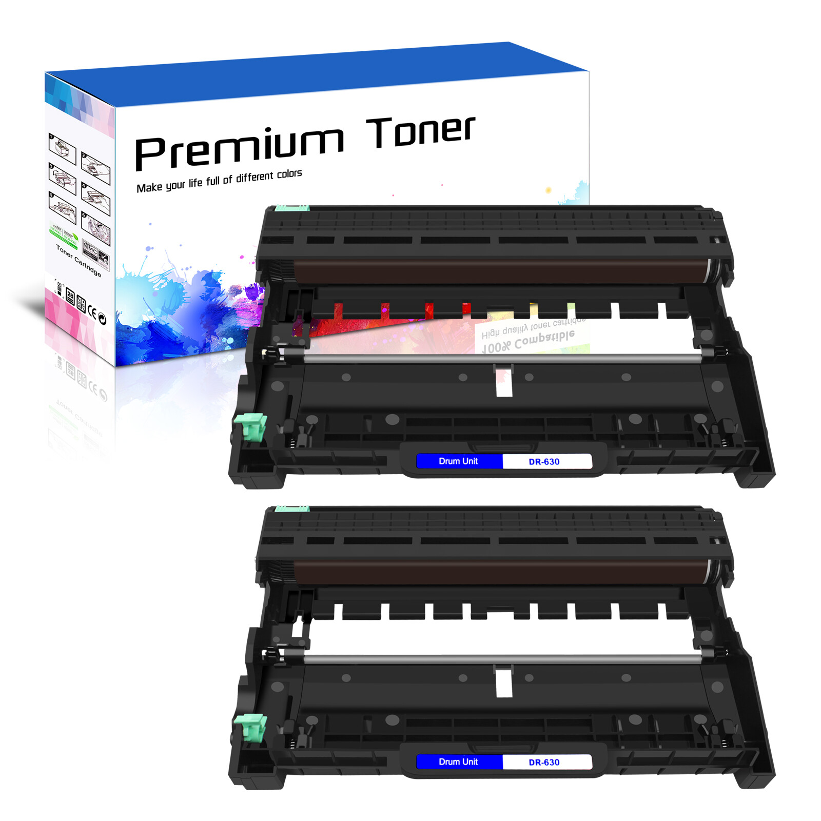 2PK BK DR630 Drum Unit replacement for Brother MFC-L2705DW, MFC-L2707DW Printer