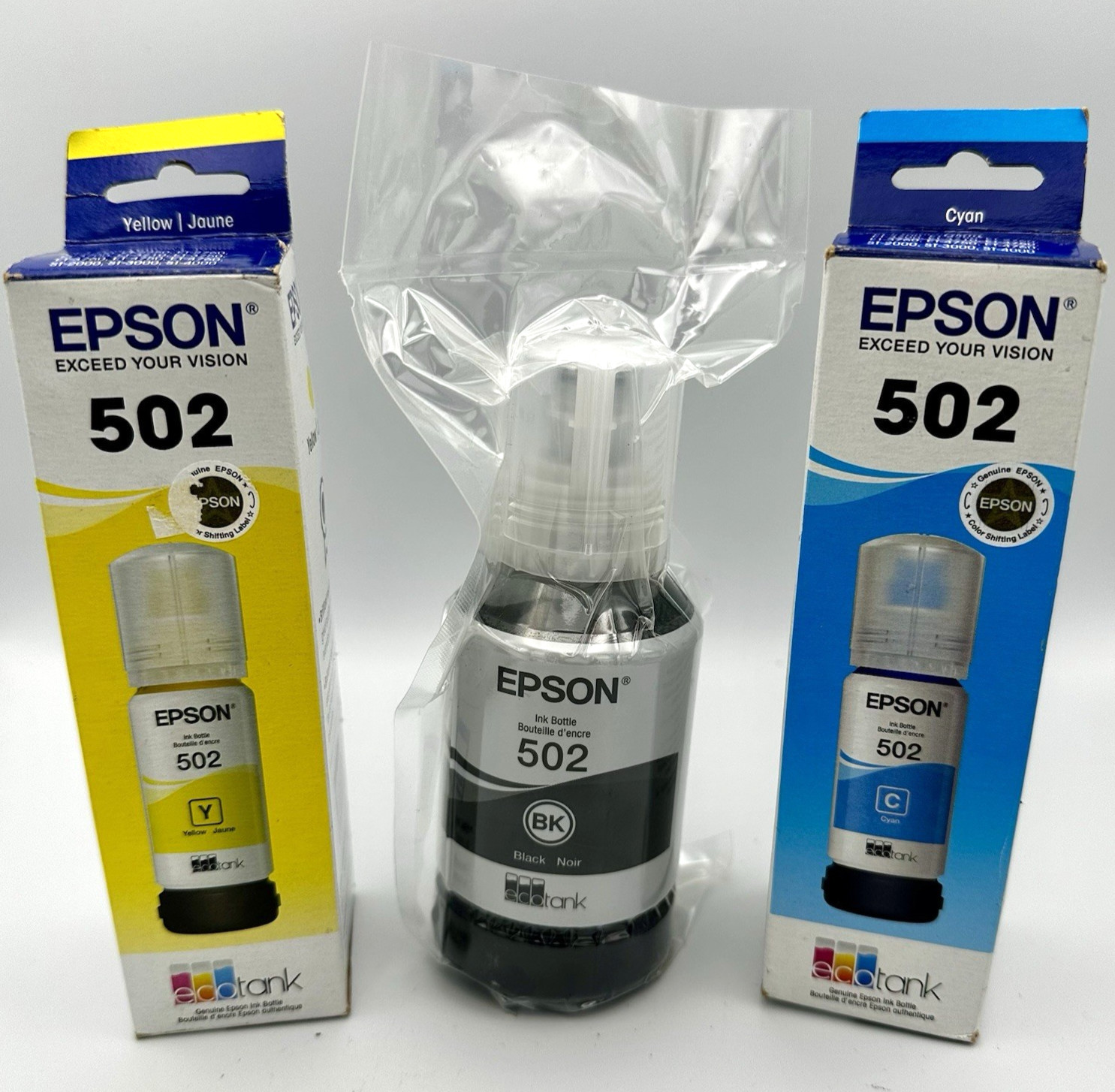 NEW Epson 502 EcoTank Ink Lot Black Cyan Yellow Sealed Expired 2024 T502