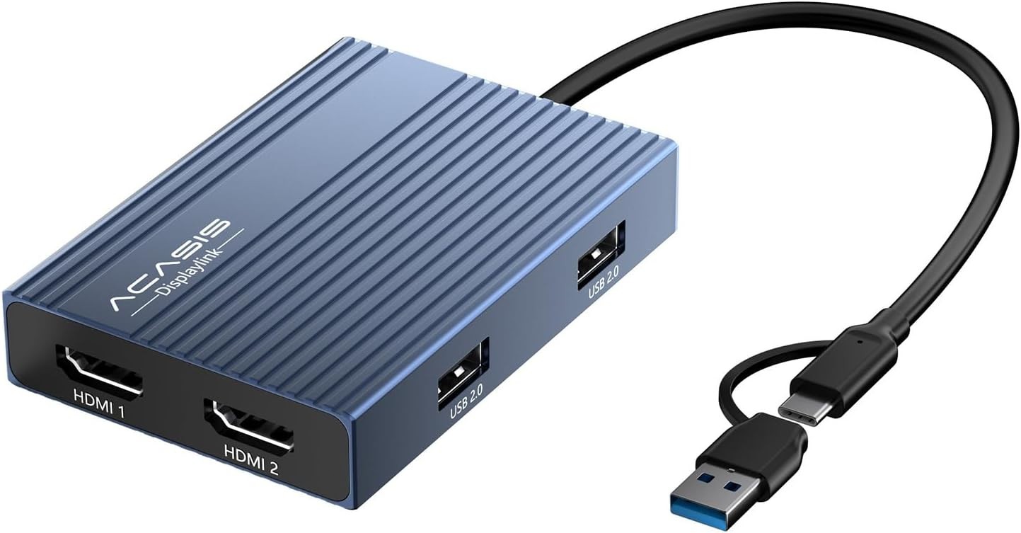USB C to Dual HDMI DisplayLink docking station 6 in 1
