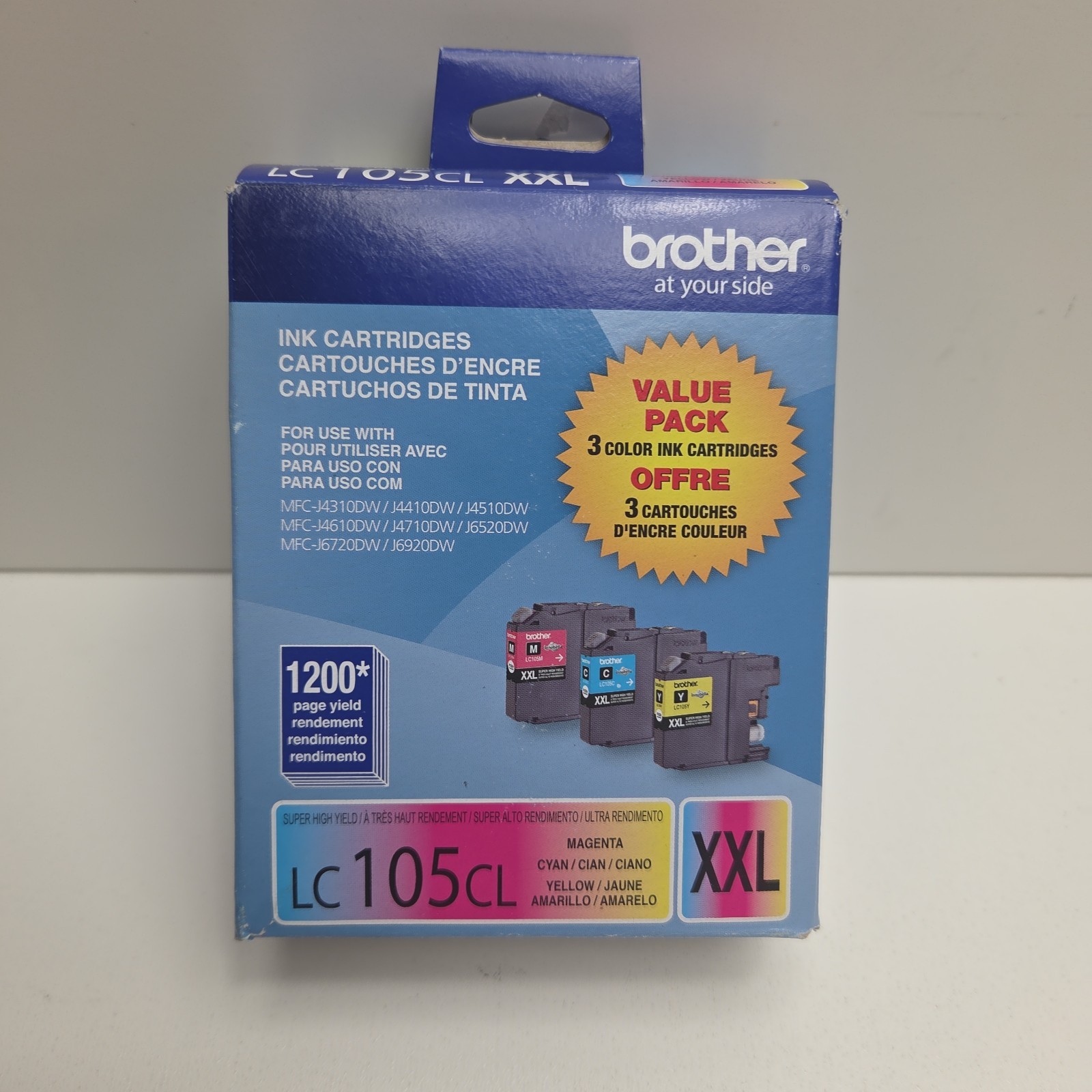 NEW OEM - BROTHER LC105CL XXL 3-PACK COLOR INK CARTRIDGES - LC1053PKS 2027