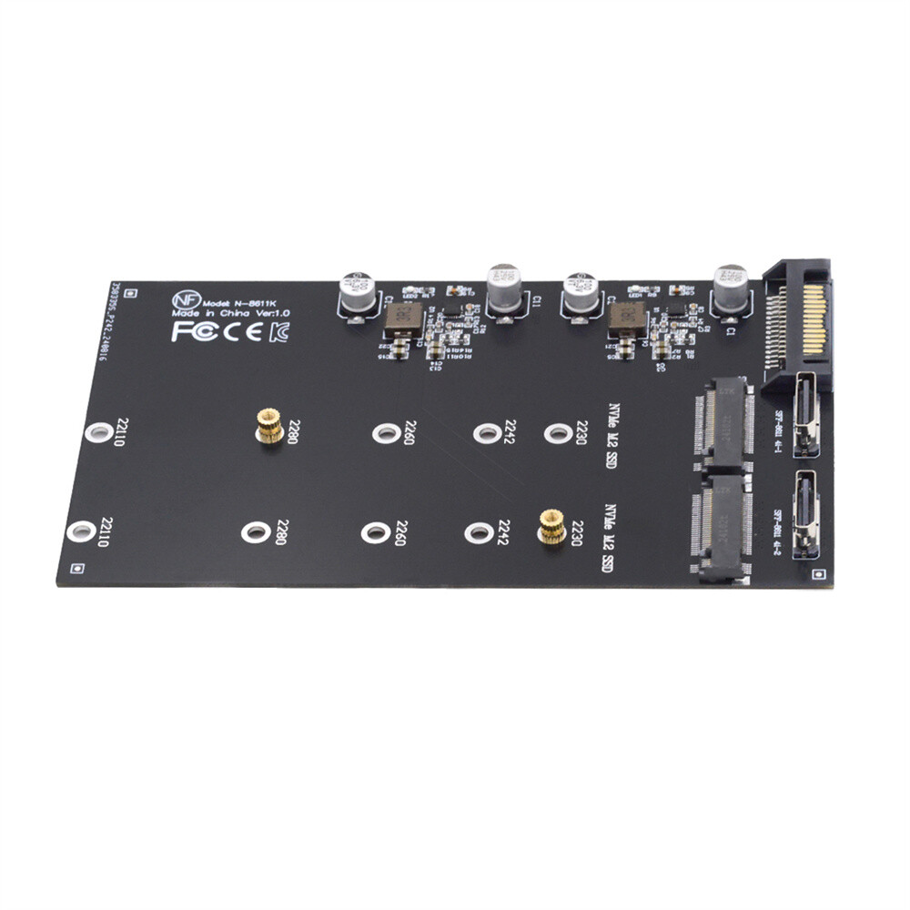 SFF-8612 SFF-8611 Dual Oculink to 2280 22110mm Adapter M.2 NGFF M-Key NVME SSD