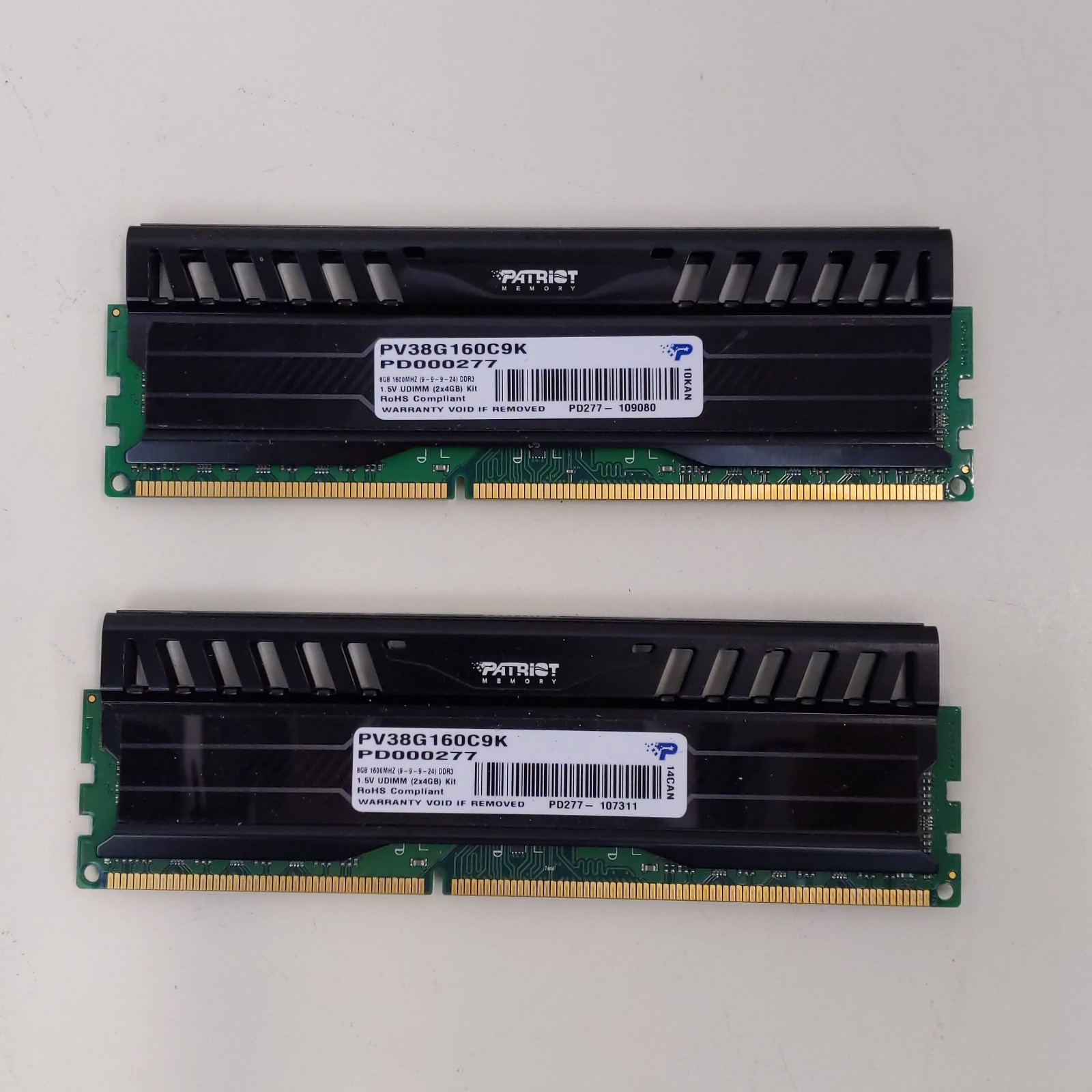 Patriot 8GB 2x4GB DDR3 1600MHz PC3-12800 Desktop RAM Kit PV38G160C9K