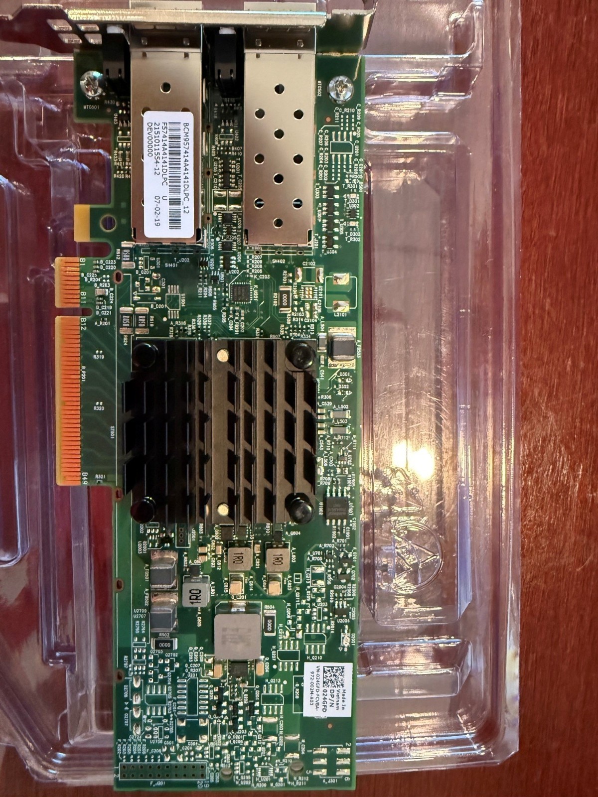 Dell Broadcom 57414 Dual Port/2x 25GbE SFP28 HH PCIe NIC 24GFD with Transceivers