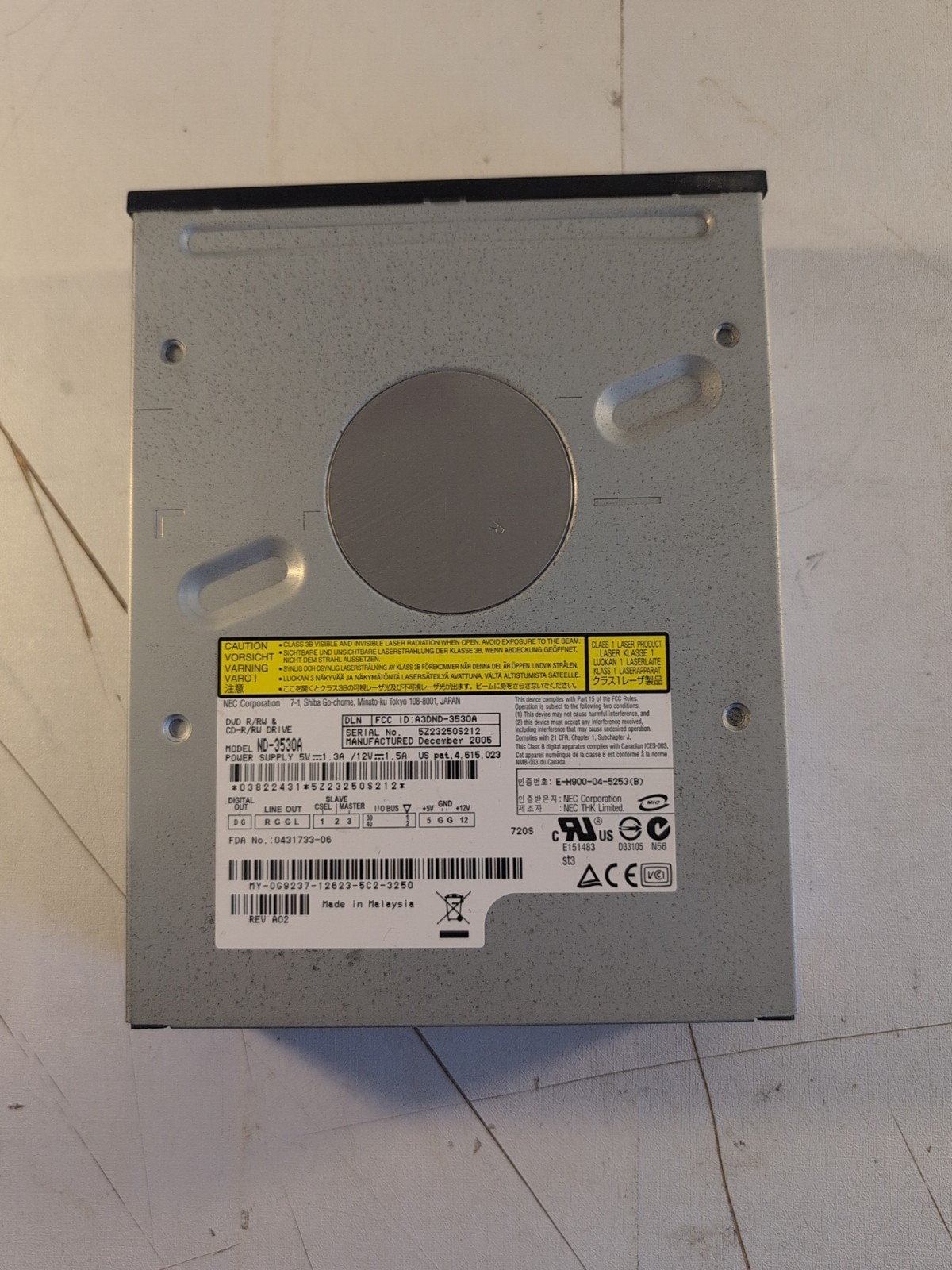 NEC Corporation DVD R/RW CD-RW Drive ND-3530A IDE 40-PIN ATA A3DND-3530A