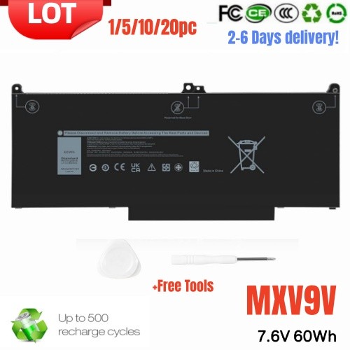 ✅LOT 1-20PC MXV9V Battery For Dell Latitude 5300 5310 (2-in-1) 7300 7400 60wh